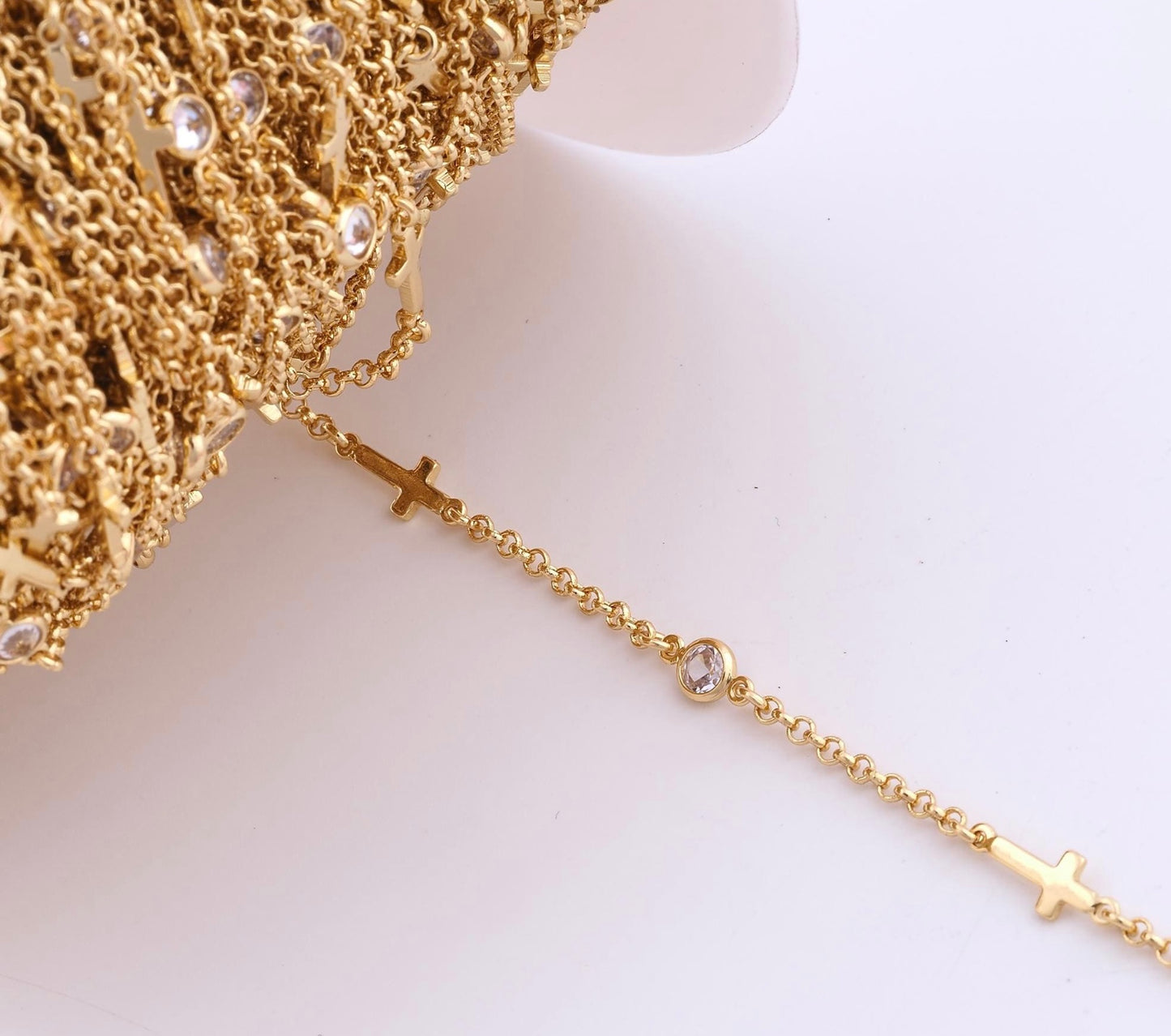Paperclip Cross Chain - Gold Filled - 134GF
