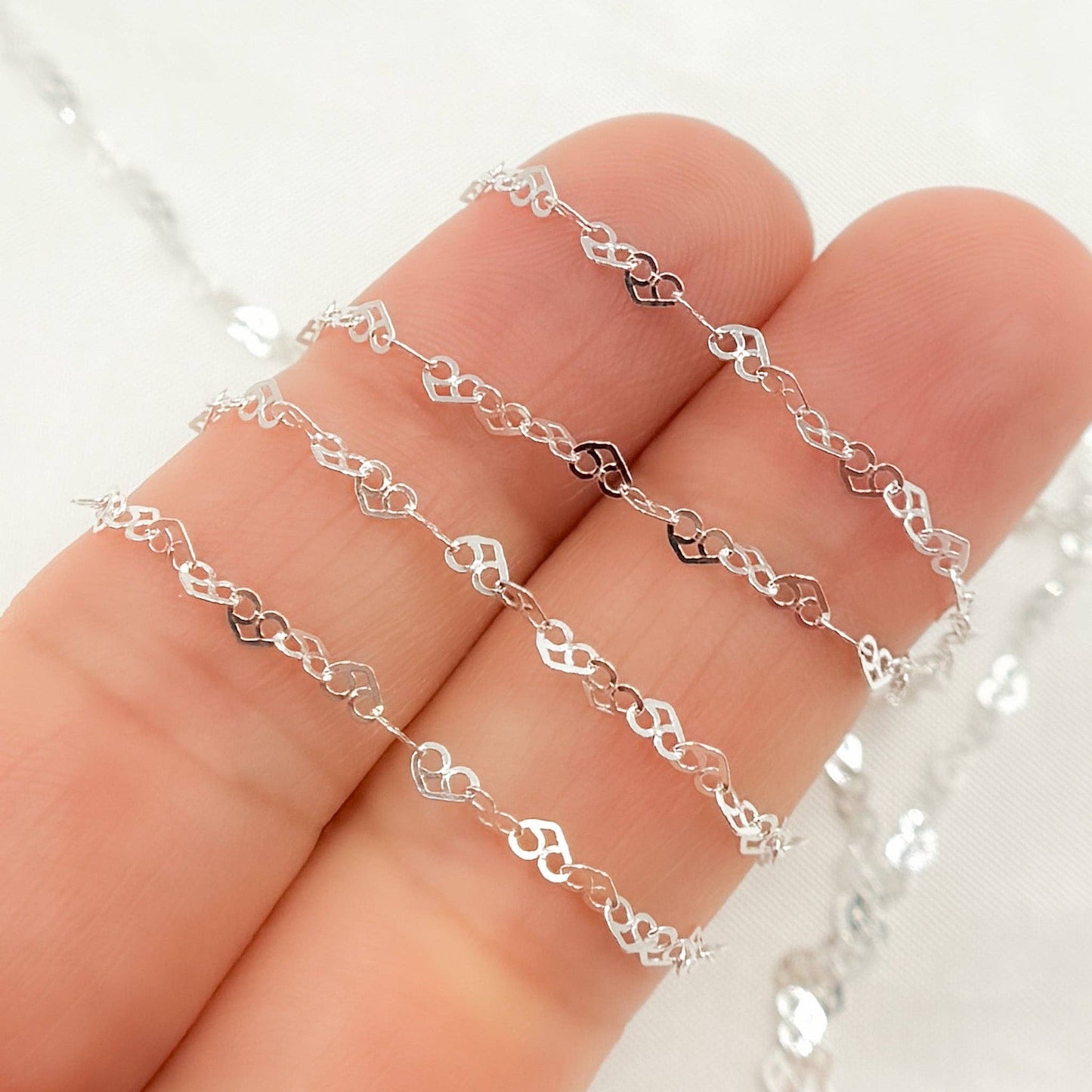 925 Sterling Silver Heart Link Chain - V232SS
