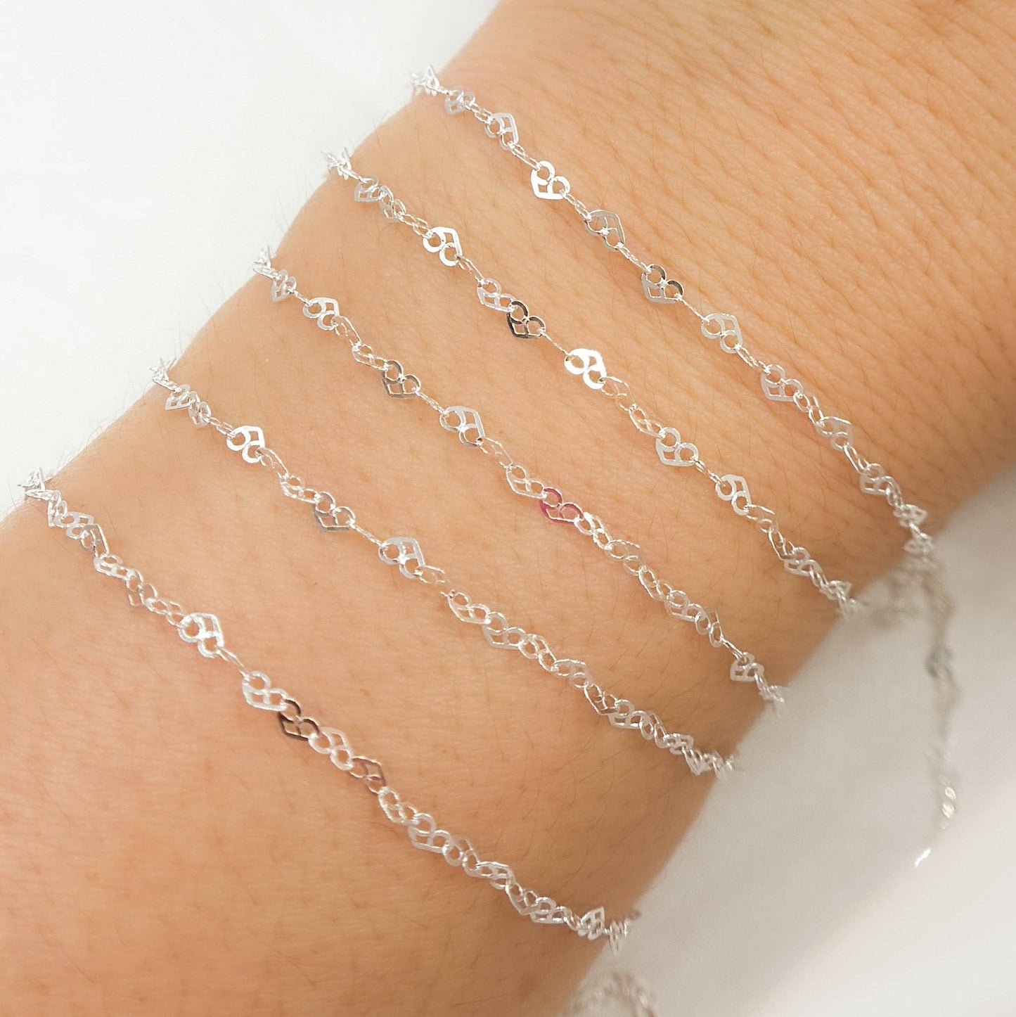 925 Sterling Silver Heart Link Chain - V232SS