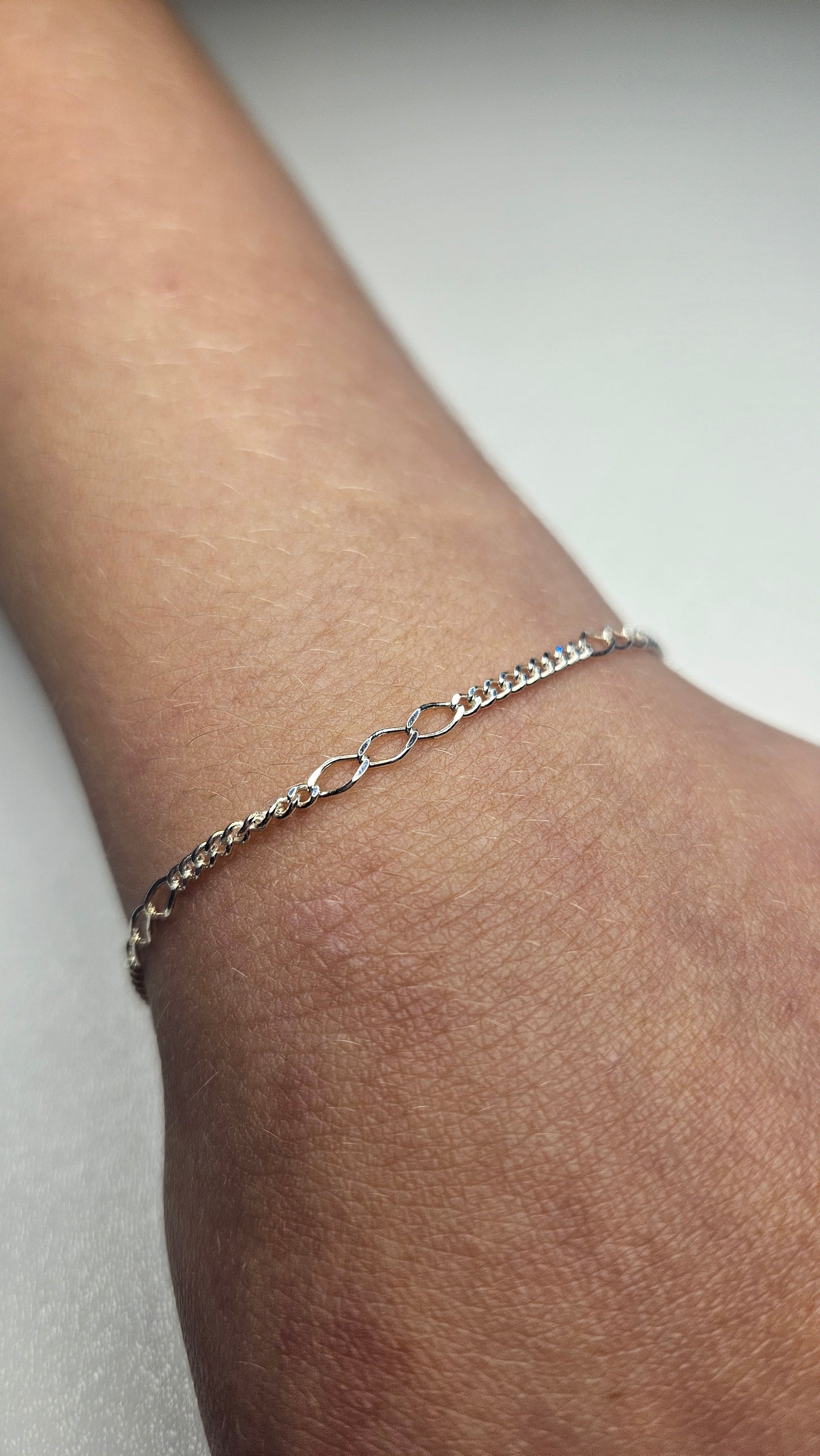 Sterling Silver 3 Links Long and Curb Chain - V240SS
