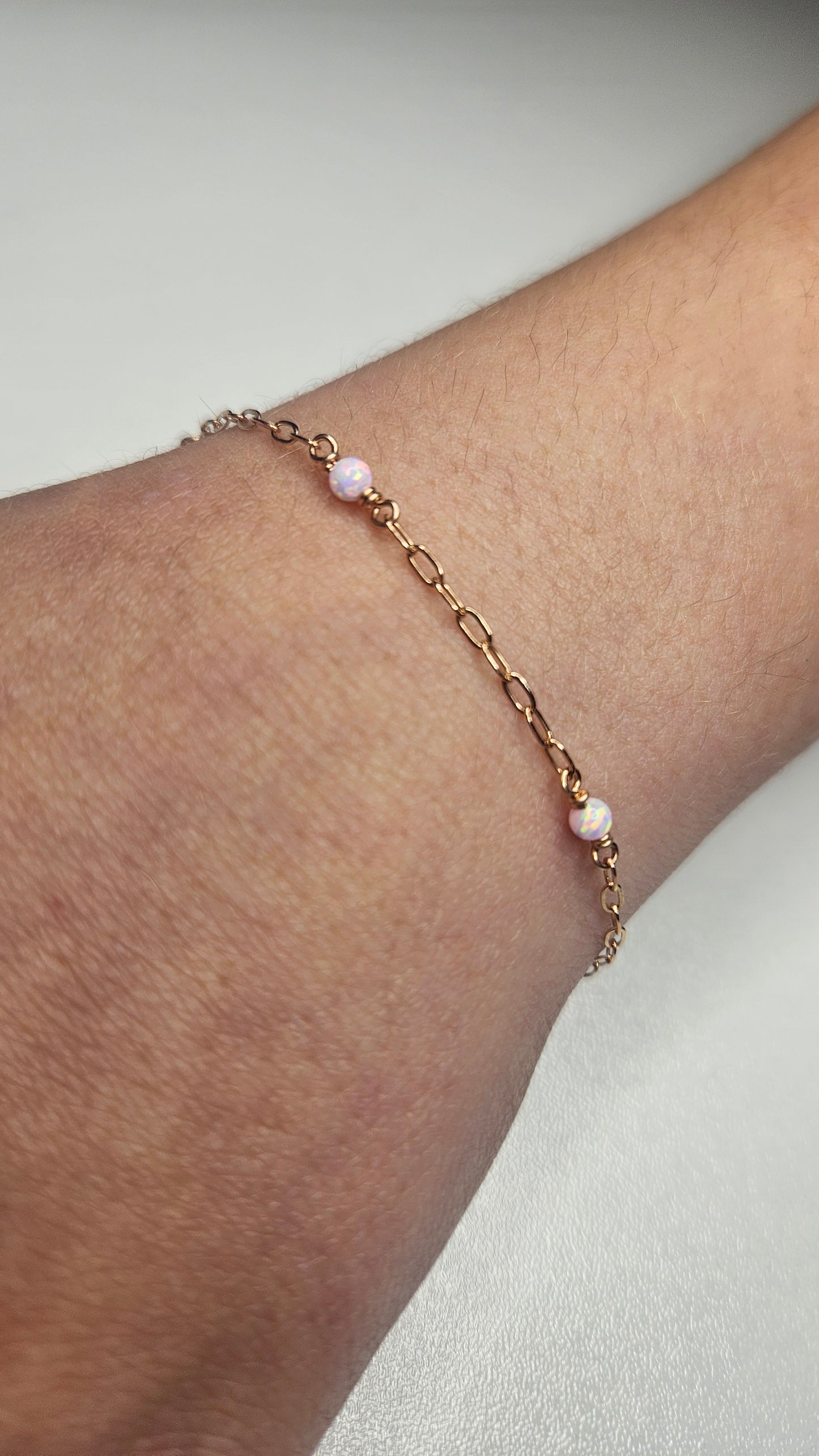 Opal Beaded Chain - Rose Gold Filled - Pink - 150RGF