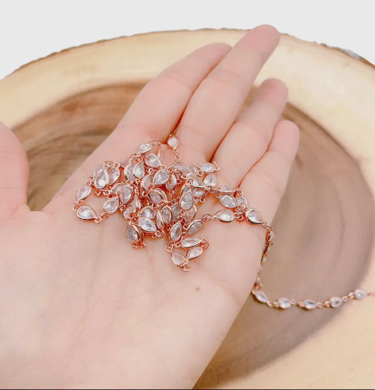 Gold Filled Cz Tear Drop Chain - CH001