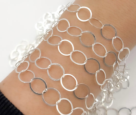 Flat Circle Link Chain - Sterling Silver - 141SS