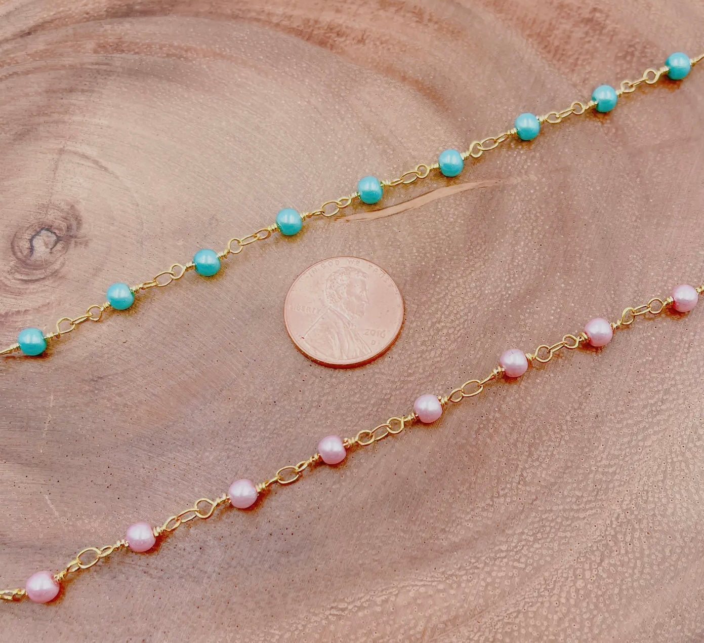 Shell Pearl Beaded Chain - Pink - CH203