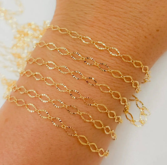 14K Gold-Filled Diamond Cut Oval Link Chain - 1370SBGF