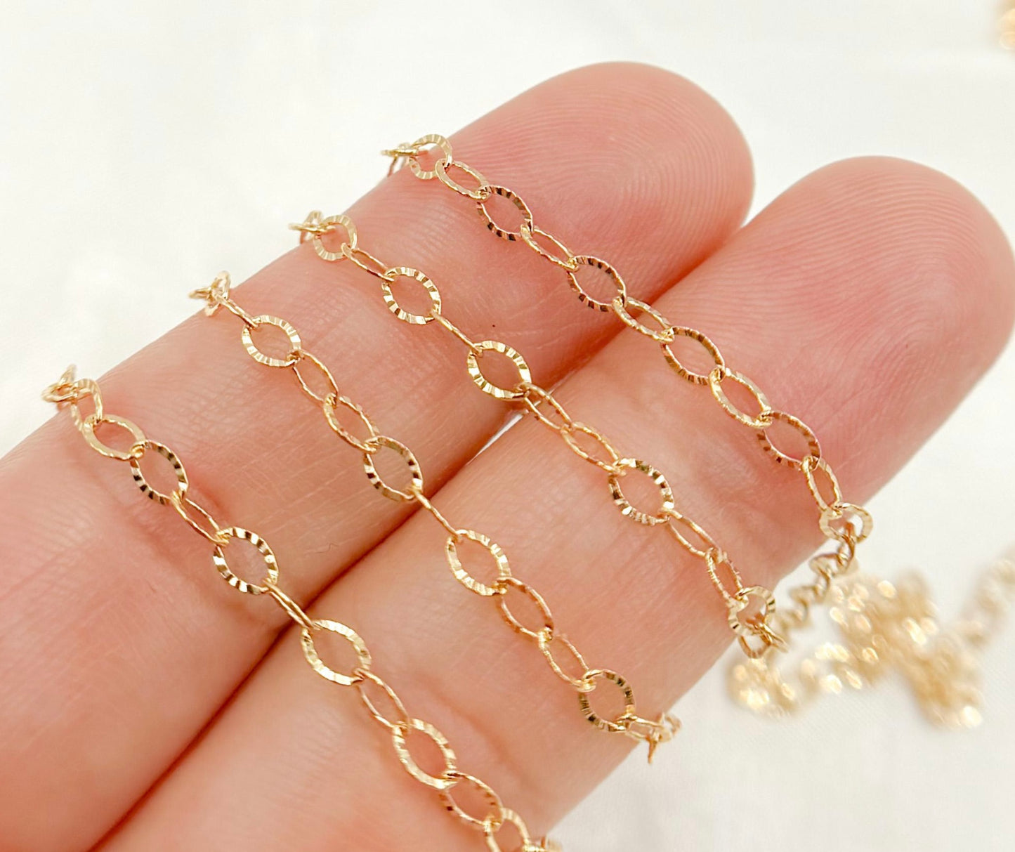 Hammered Oval Link Chain - Gold Filled - 1370S