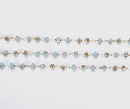 Champagne Faceted Crystal Beaded Chain - 159GF