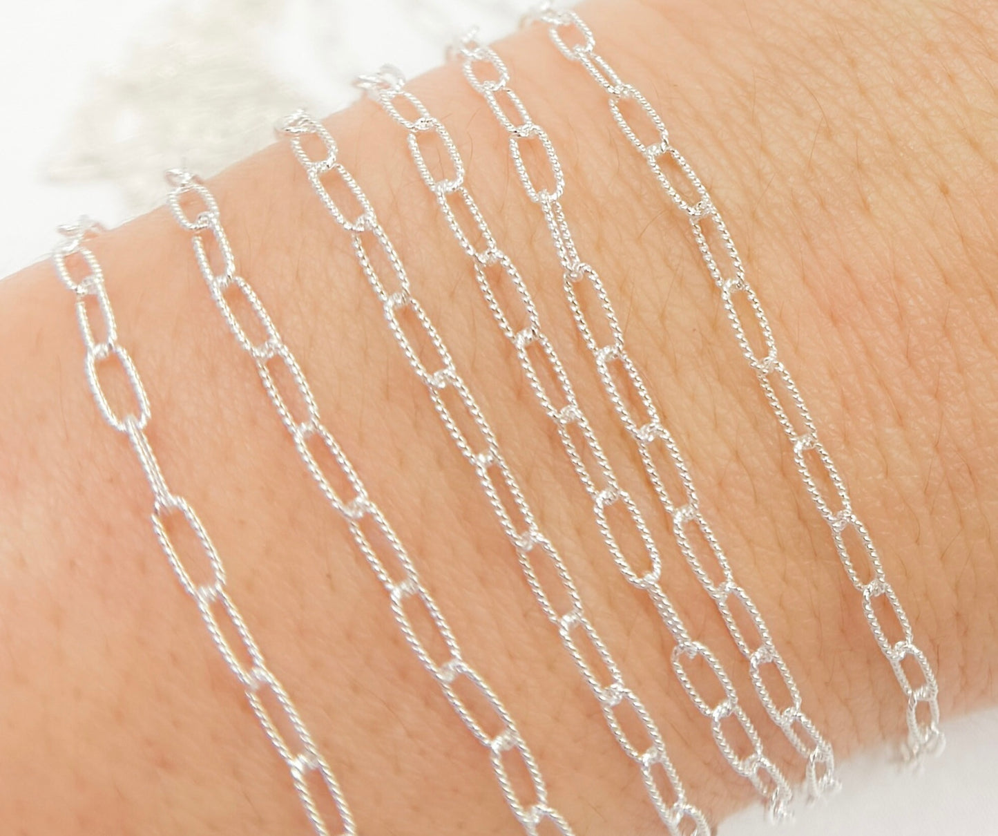 Sterling Silver Hammered Paperclip Chain - 139SS