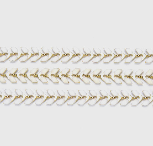 White Enamel Chevron Shaped Chain - CH037