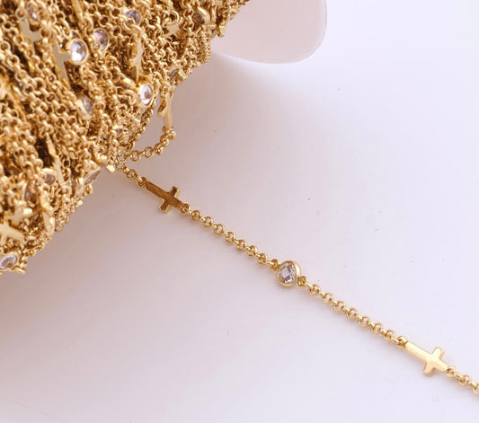 Paperclip Cross Chain - Gold Filled - 134GF