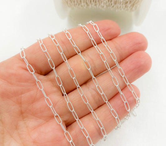 Sterling Silver Hammered Paperclip Chain - 139SS