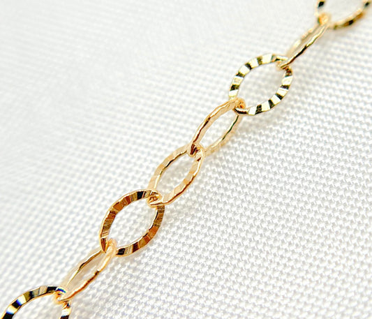 Hammered Oval Link Chain - Gold Filled - 1370S