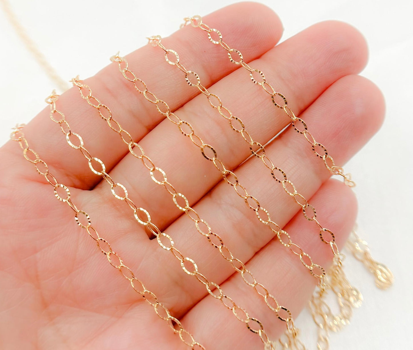 Hammered Oval Link Chain - Gold Filled - 1370S