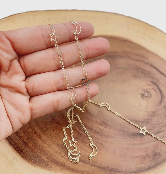 Star & Cresent Moon Chain - Gold Filled - CH158