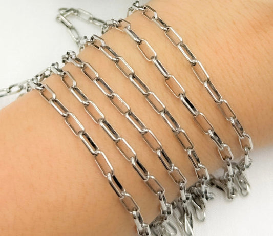 Heavy Rectangle Link Chain - Sterling Silver - 142SS