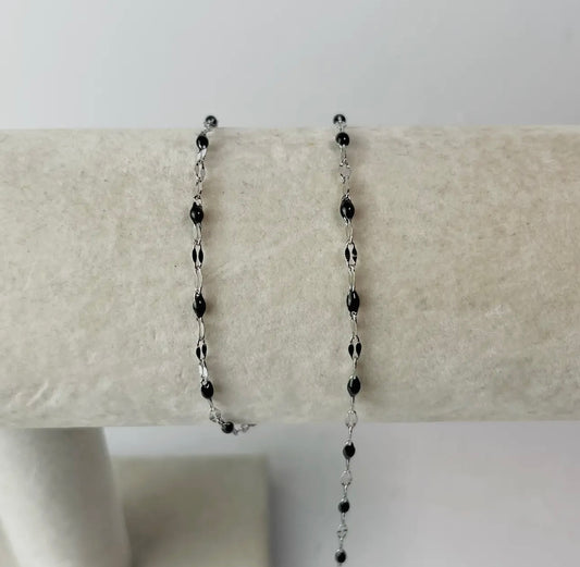 Enamel Black Silver Chain - 351BSTS