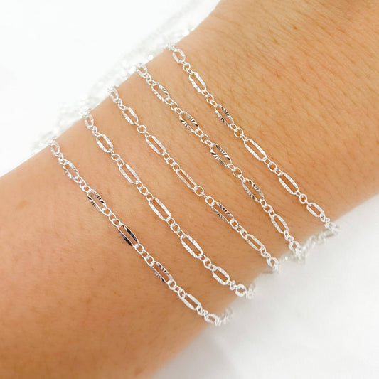 Sterling Silver Diamond Cut Marina Link Chain - 163SBSS