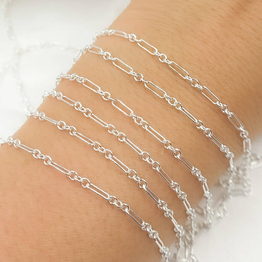 Sterling Silver Long & Short Link Chain - 193SS