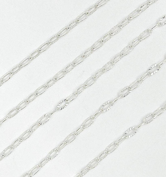 925 Sterling Silver Diamond Cut Cable Link Chain - Z17SS