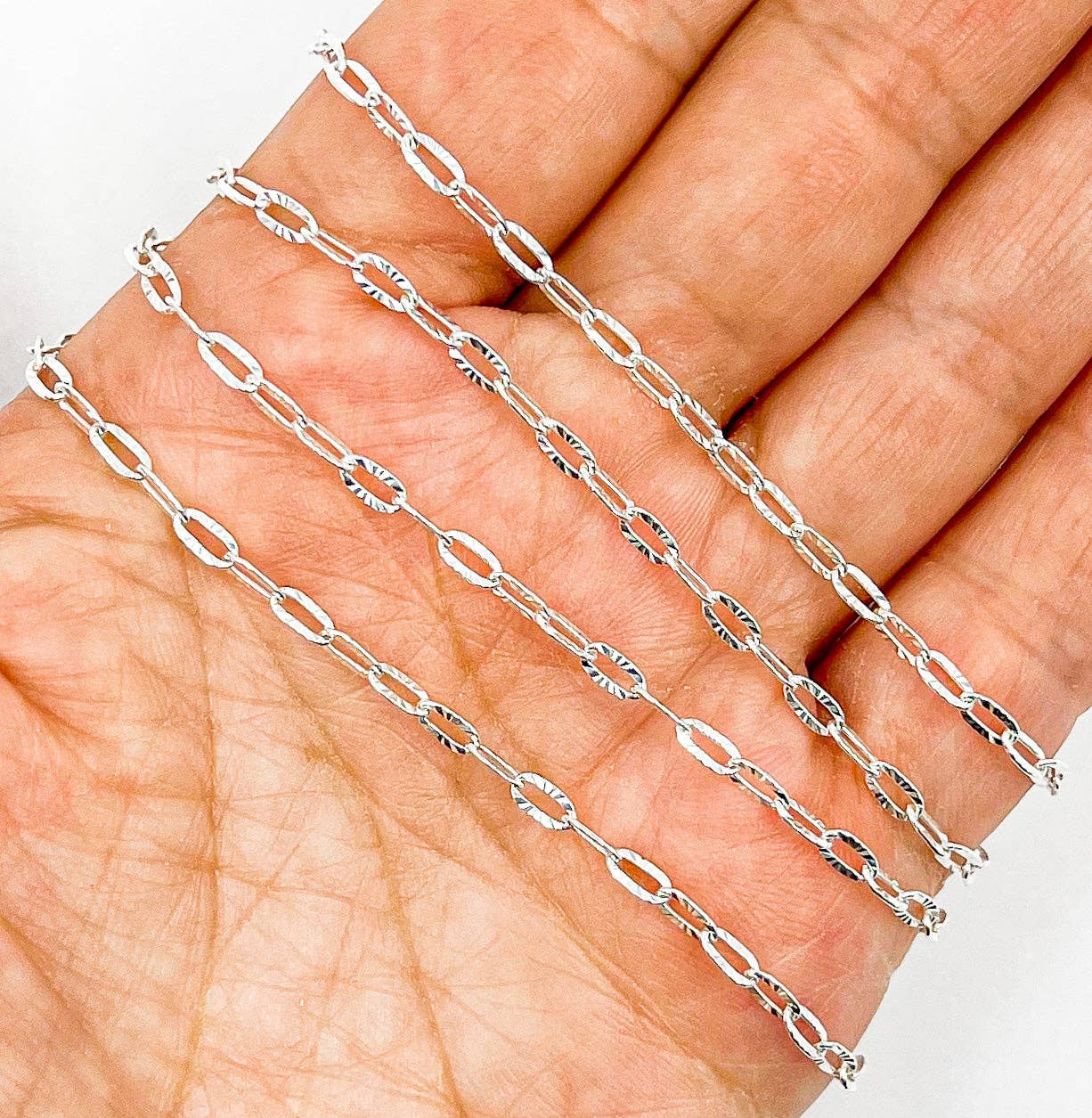 925 Sterling Silver Diamond Cut Cable Link Chain - Z17SS