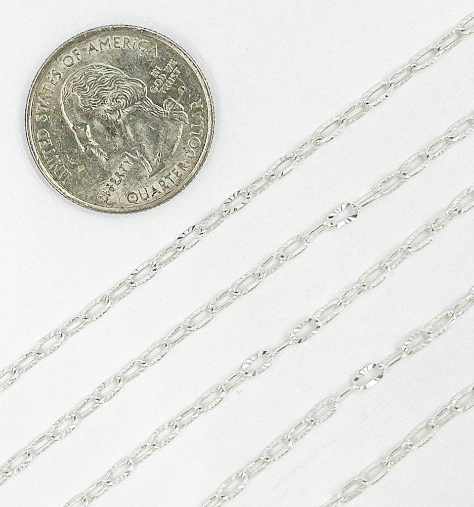 925 Sterling Silver Diamond Cut Cable Link Chain - Z17SS