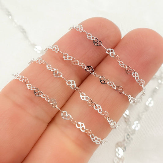 925 Sterling Silver Heart Link Chain - V232SS