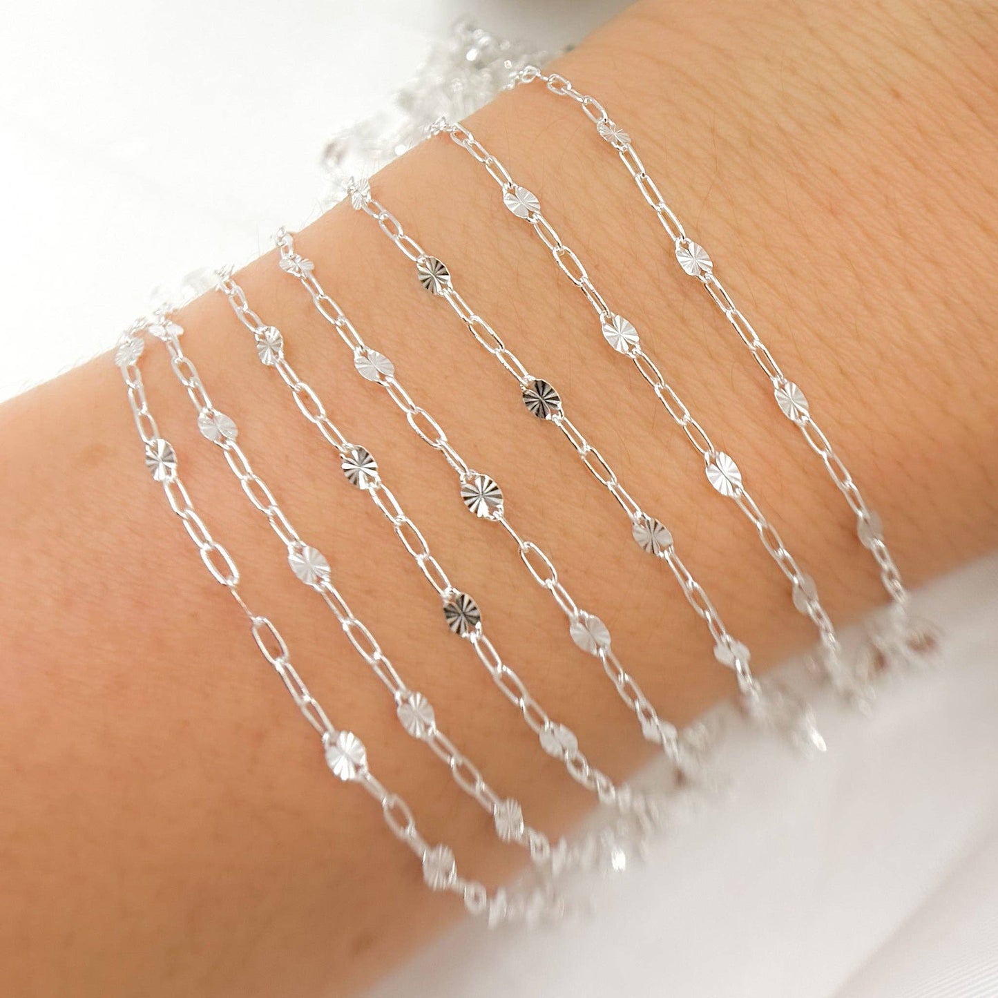 Sterling Silver Paperclip and Diamond Cut Marina Link Chain - V227SS