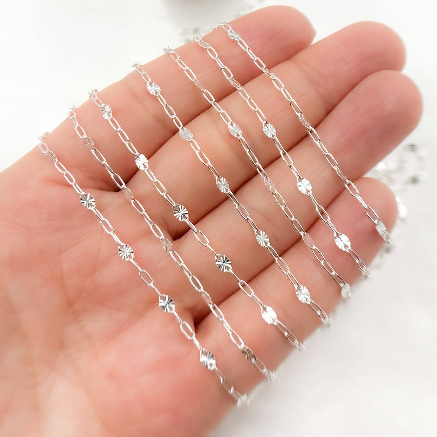 Sterling Silver Paperclip and Diamond Cut Marina Link Chain - V227SS