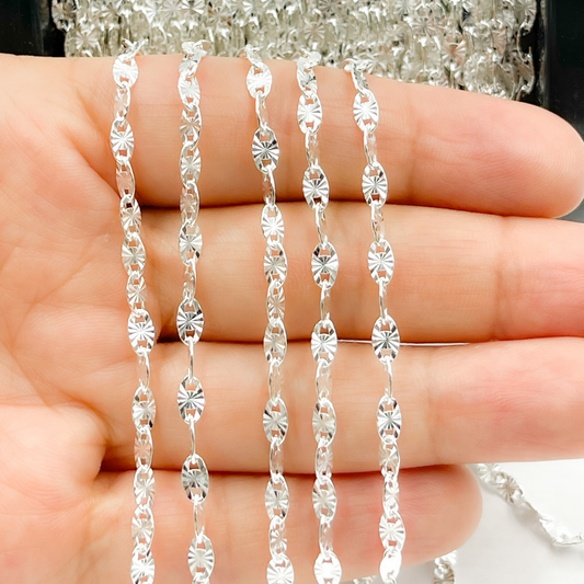 Sterling Silver Textured Oval Chain - Z55SS