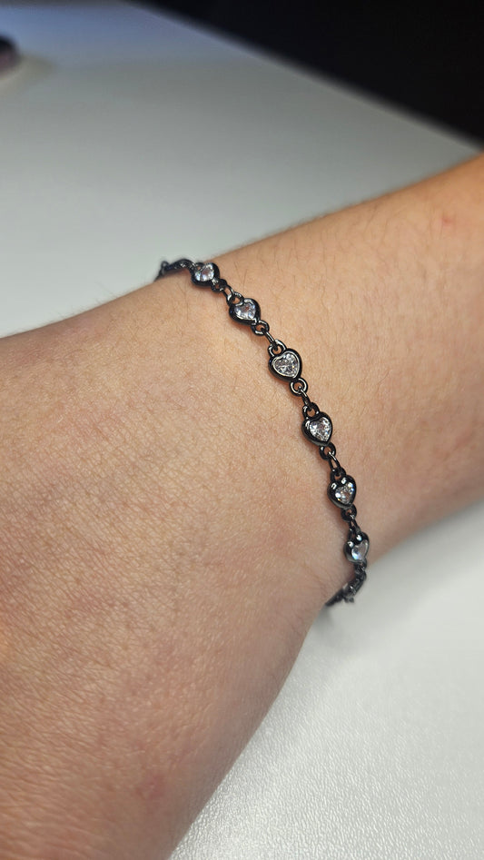 Gold Filled Chain Heart - Black - CH012