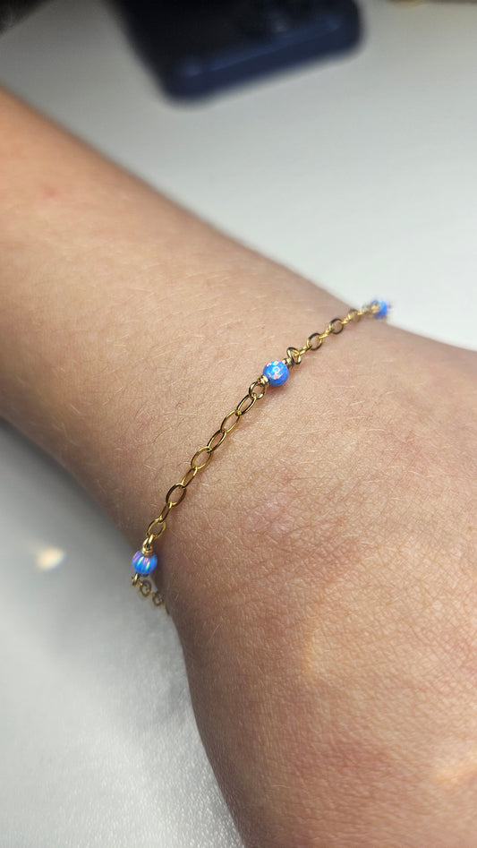 Opal Beaded Chain - Gold Filled - Blue - 153GF