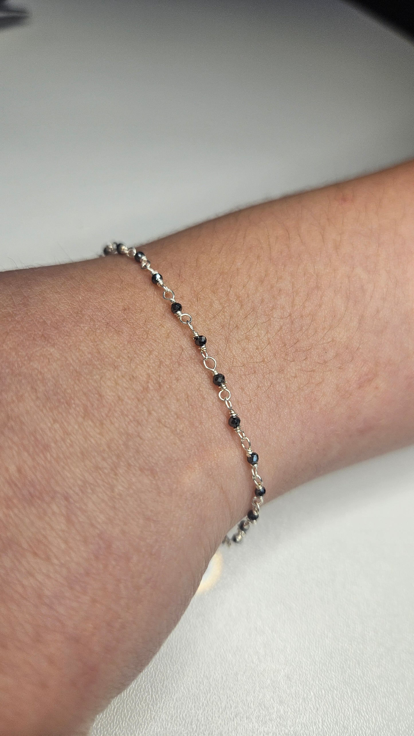 Hematite 925 Sterling Silver Wire Wrap Chain - HEM2