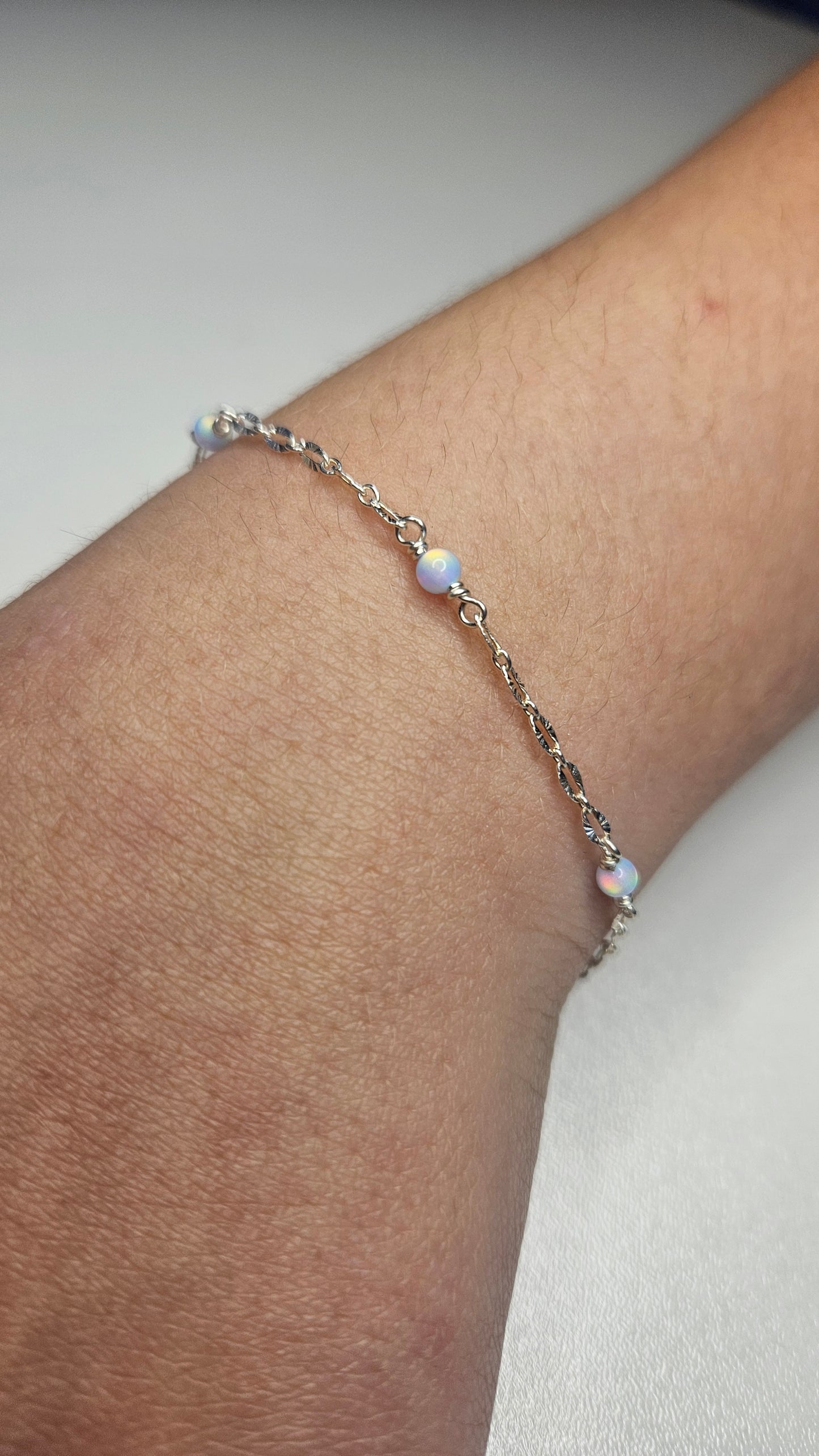 Opal Beaded Chain - Sterling Silver - Silver Aurora - 152SS