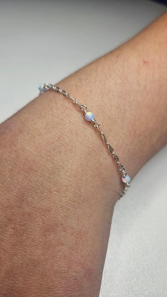 Opal Beaded Chain - Sterling Silver - Silver Aurora - 152SS