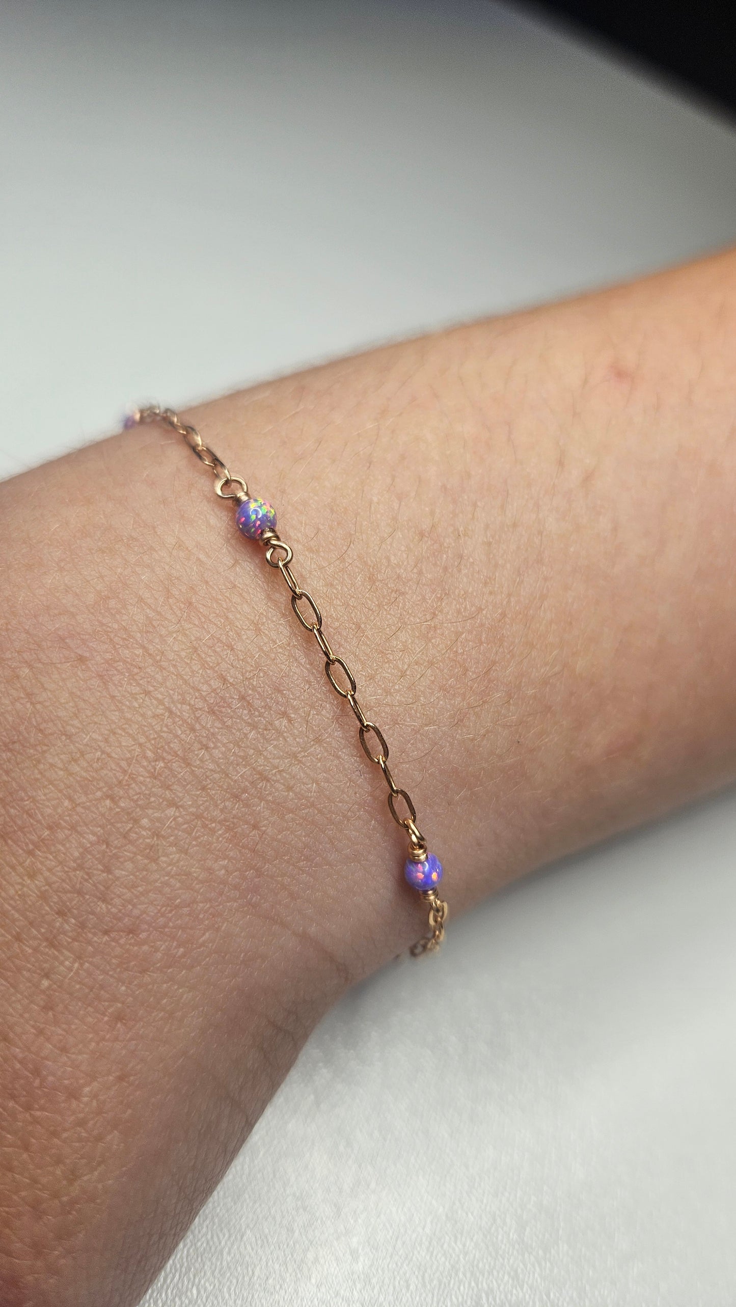 Opal Beaded Chain - Rose Gold Filled - Purple - 151RGF