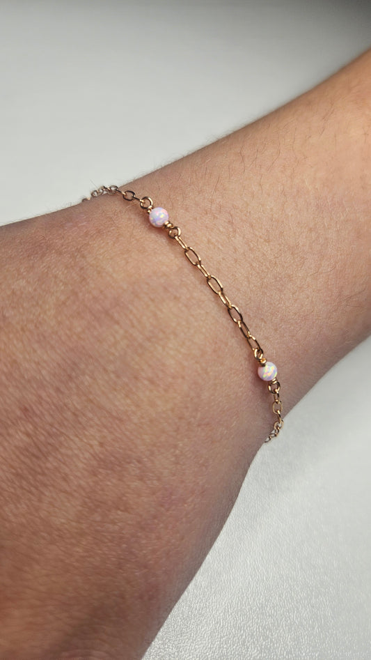 Opal Beaded Chain - Rose Gold Filled - Pink - 150RGF
