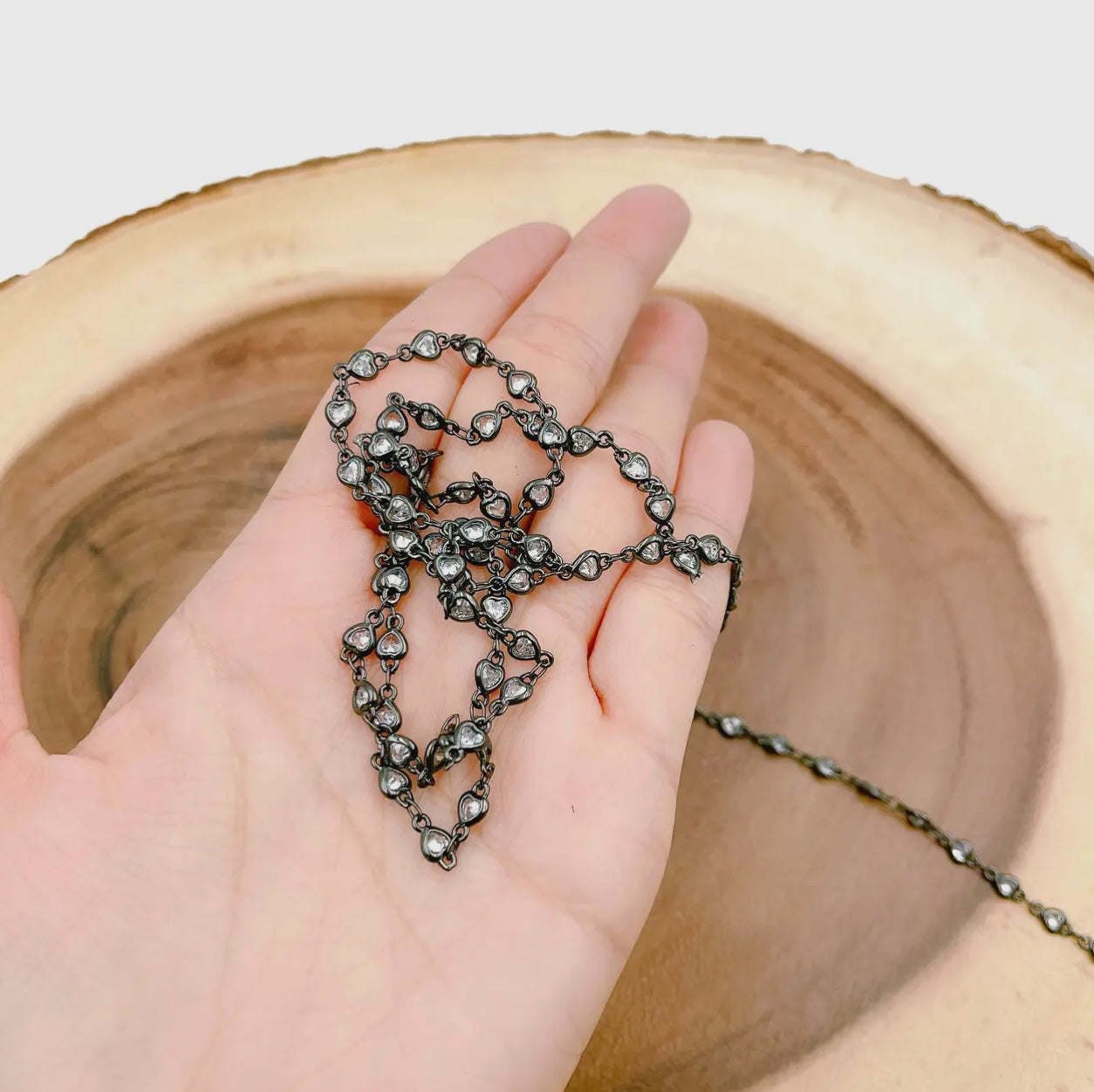Gold Filled Chain Heart - Black - CH012