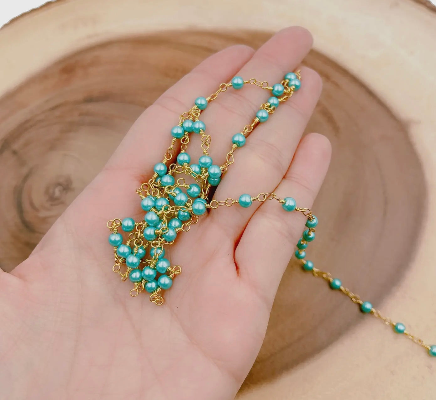 Shell Pearl Beaded Chain - Blue - CH202