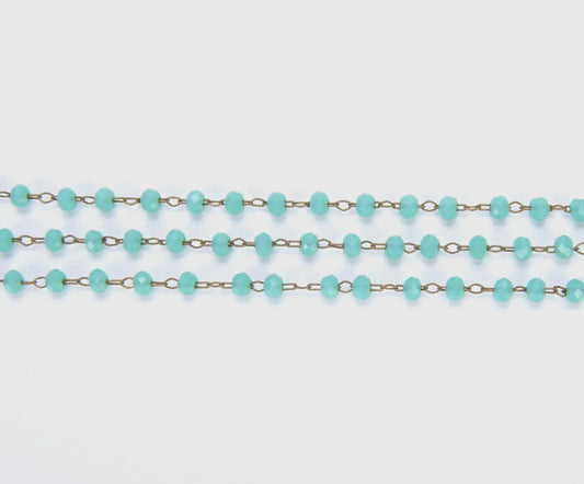 Turquoise Crystal Beaded Chain - Rosary Chain - CH027