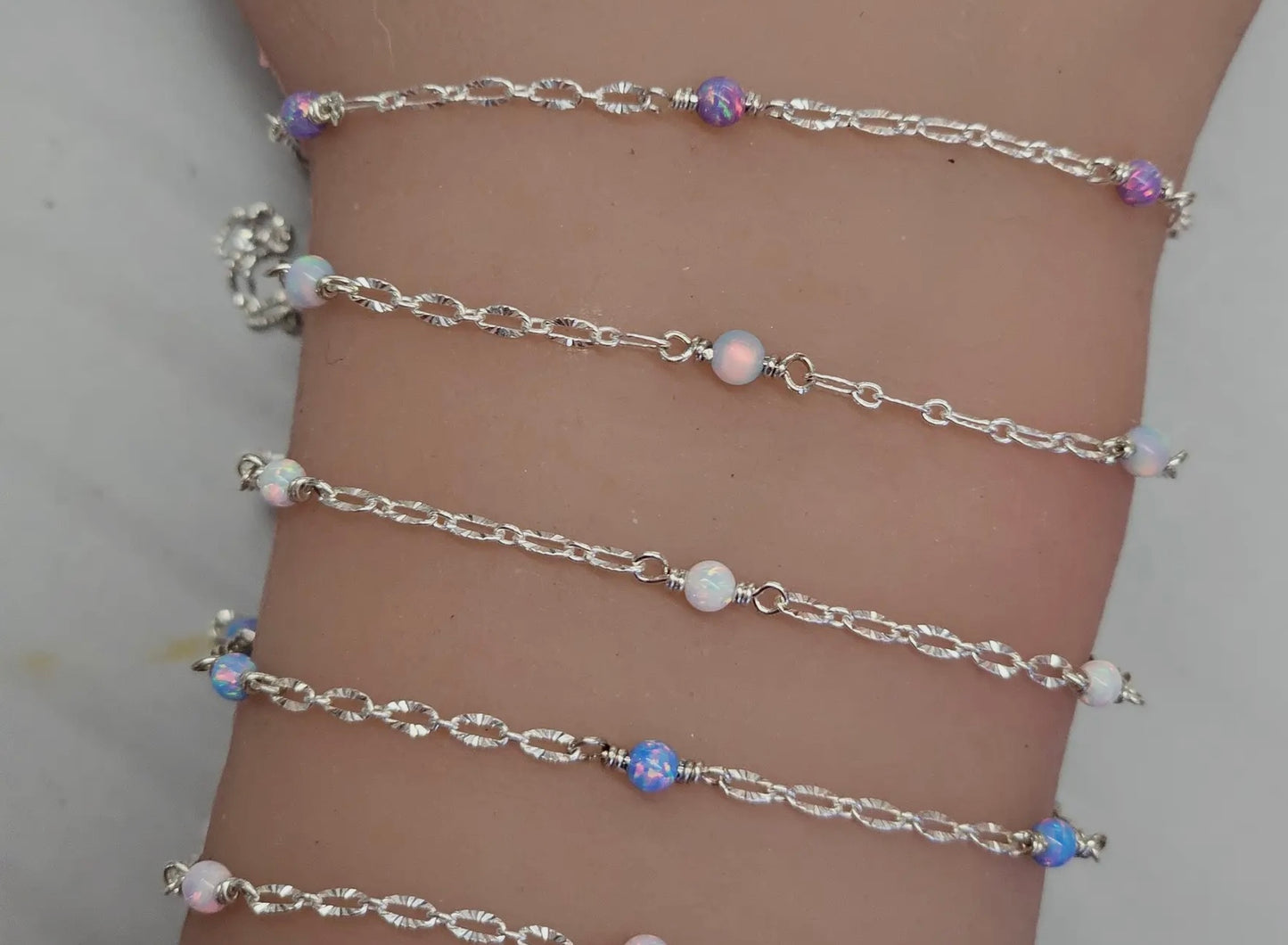 Opal Beaded Chain - Sterling Silver - Silver Aurora - 152SS